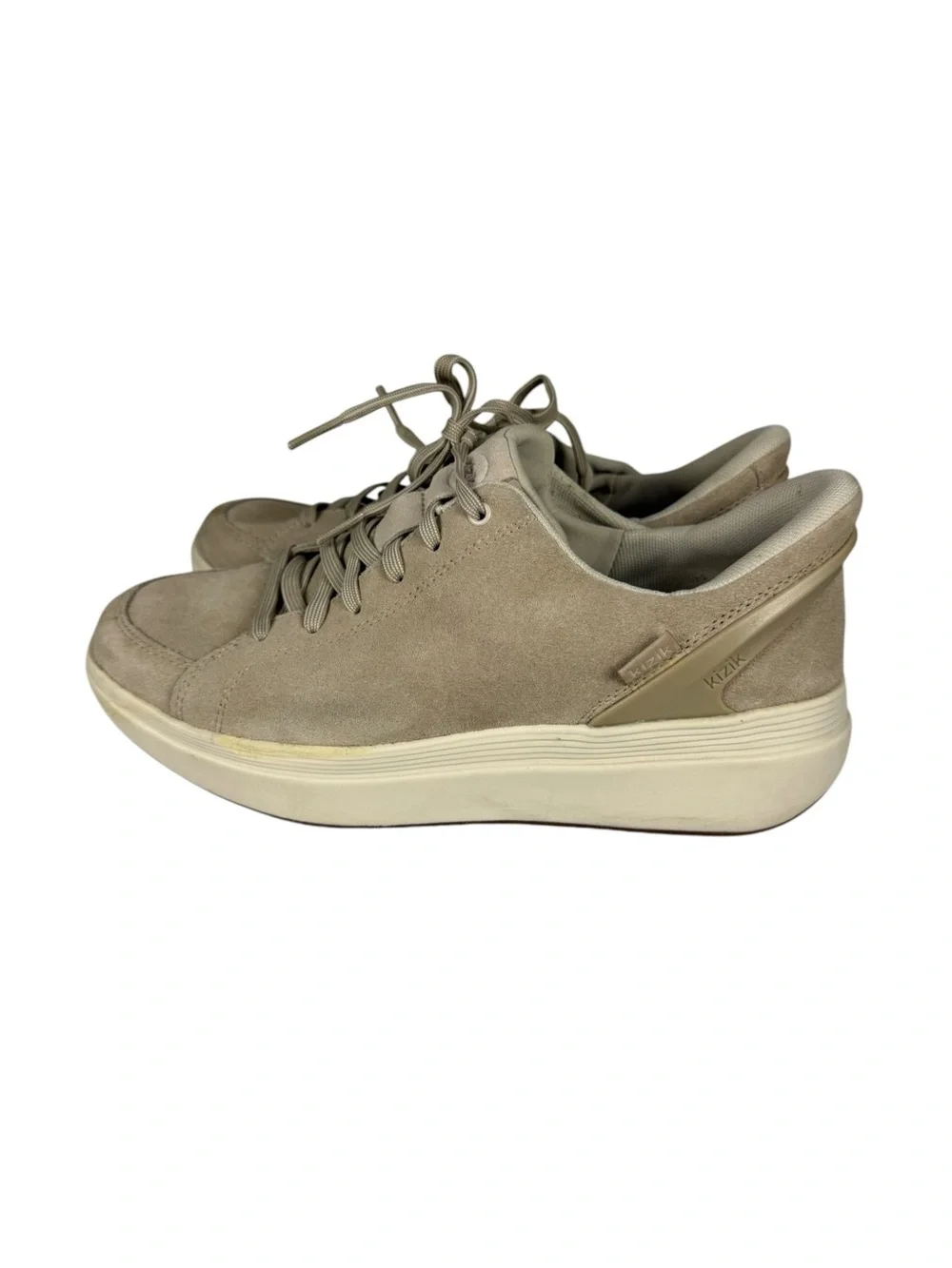 Kizik Women's Sydney Hands Free Slip On Suede Sneaker White Pepper 8 Wide